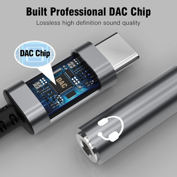 HIFI DAC Усилвател за слушалки USB тип C до 3,5 мм жак за слушалки Аудио адаптер Цифров декодер AUX конвертор за Xiaomi Huawei P40