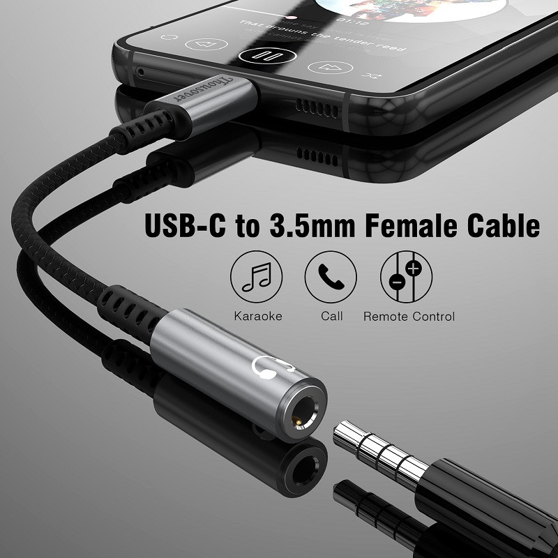 HIFI DAC fülhallgató-erősítő USB Type C-3,5 mm-es fejhallgató-csatlakozó audioadapter Digitális dekóder AUX átalakító Xiaomi Huawei P40-hez