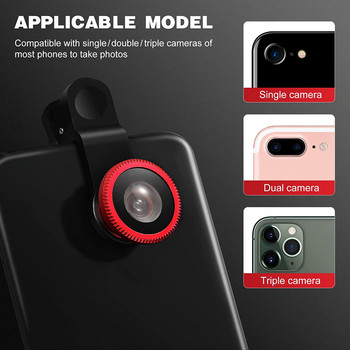 Φακός μικροσκοπικής κάμερας 3 σε 1 Fisheye ευρυγώνιος για iPhone Xiaomi Redmi 3IN1 Zoom Fish Eye Len σε φακούς smartphone με κλιπ τηλεφώνου