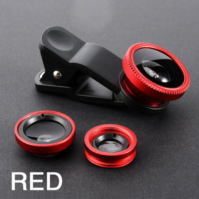 3 u 1 Fisheye širokokutni mikro objektiv za iPhone Xiaomi Redmi 3IN1 Zoom Fish Eye objektiv na pametnim telefonima sa kopčom za telefon