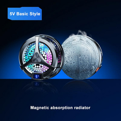 Ventilator de răcire pentru telefon Radiator Radiator magnetic portabil Radiator de căldură Aluminiu cu afișaj digital Accesorii pentru telefon Ventilator de răcire tip-c
