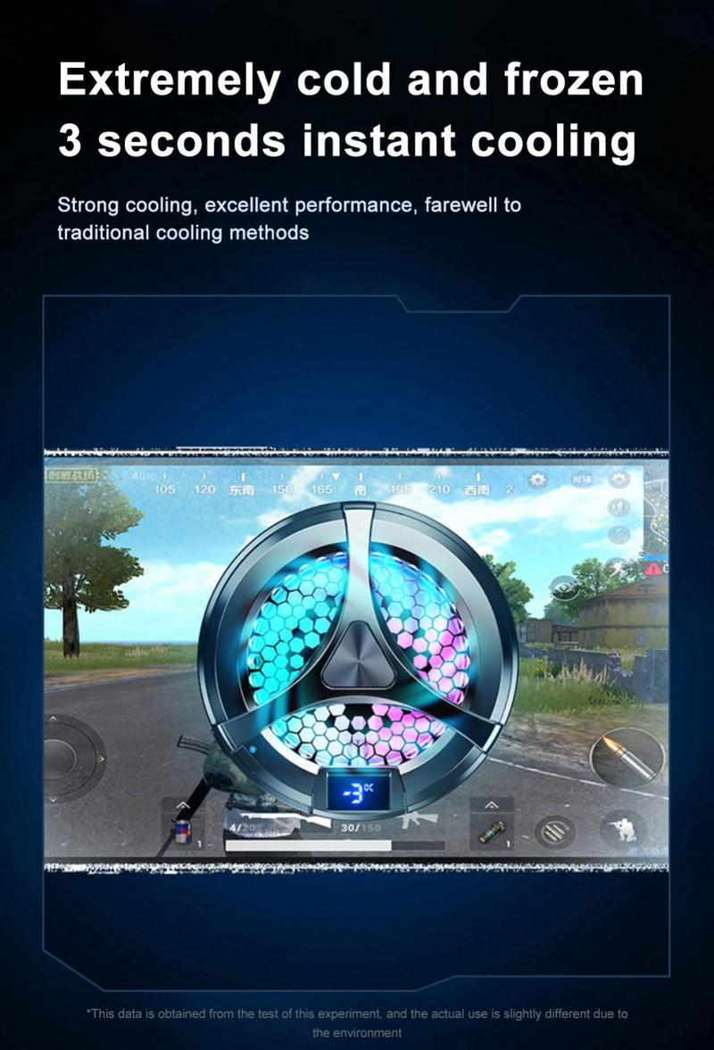 Telefon hűtőventilátor radiátor mágneses hordozható hűtő hűtőborda alumínium, digitális kijelzővel Telefontartozékok C típusú hűtőventilátor