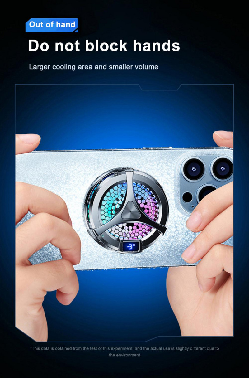 Telefon hűtőventilátor radiátor mágneses hordozható hűtő hűtőborda alumínium, digitális kijelzővel Telefontartozékok C típusú hűtőventilátor