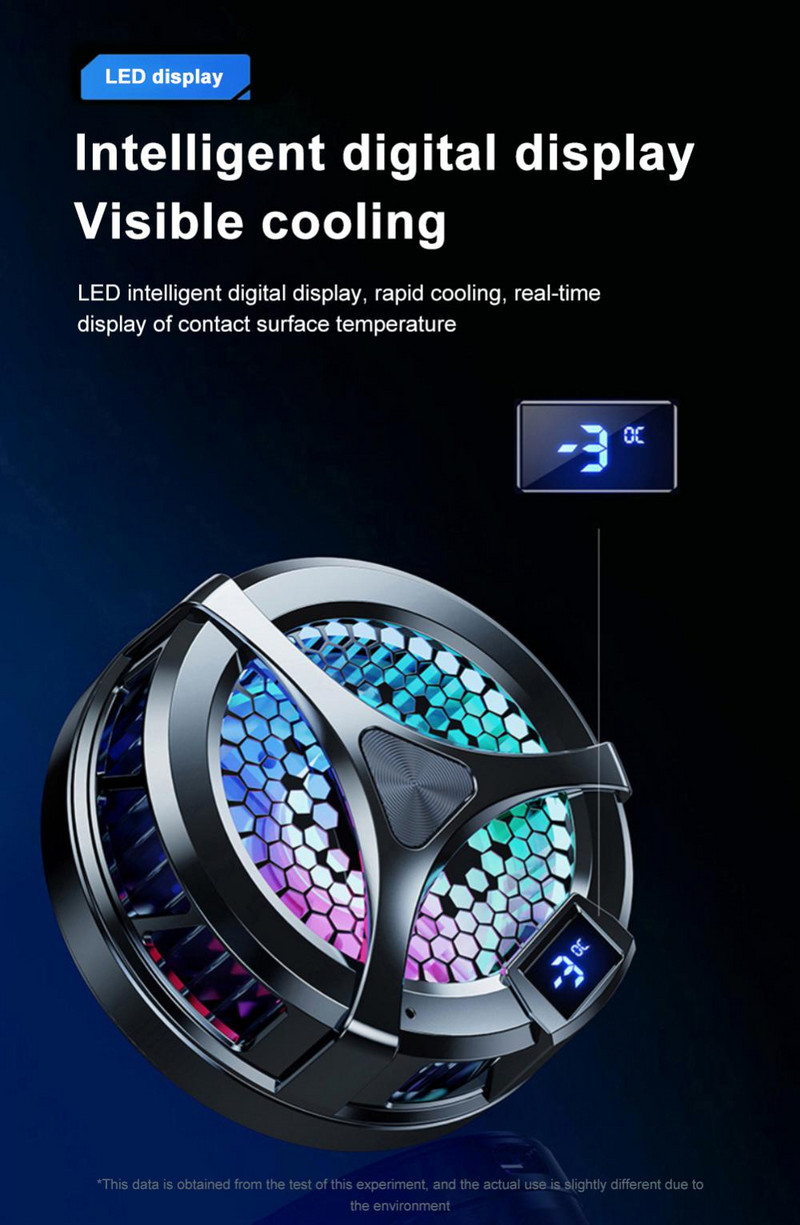 Telefon hűtőventilátor radiátor mágneses hordozható hűtő hűtőborda alumínium, digitális kijelzővel Telefontartozékok C típusú hűtőventilátor