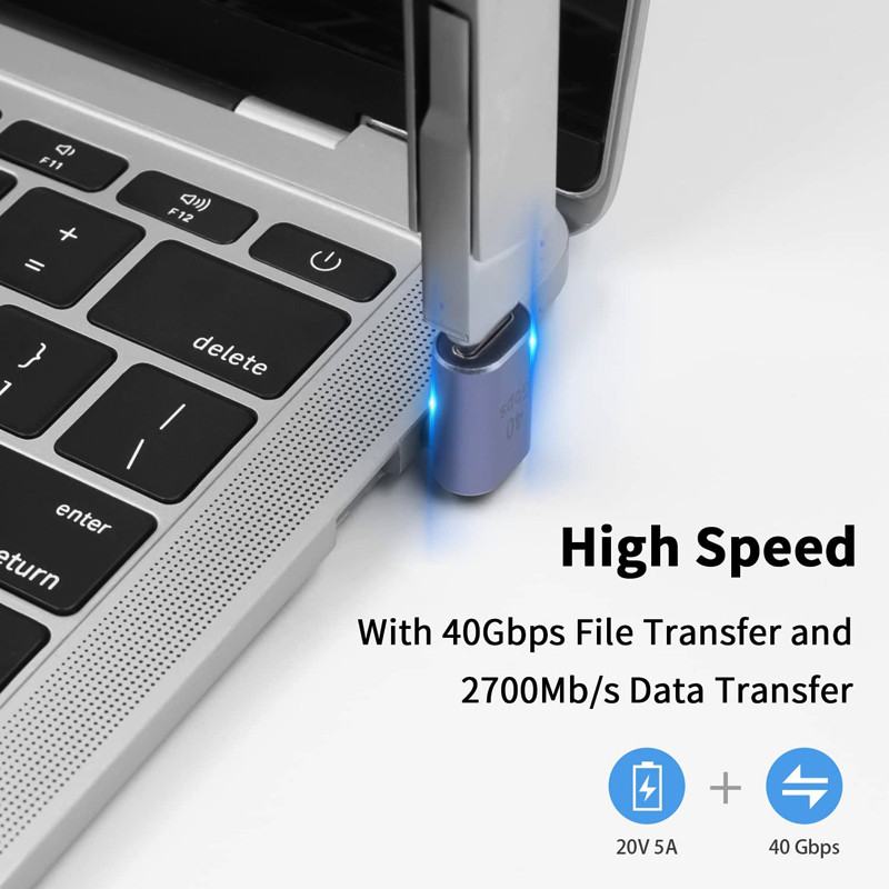 90 laipsnių USB C keitiklis „Thunderbolt Type C“ adapteris.