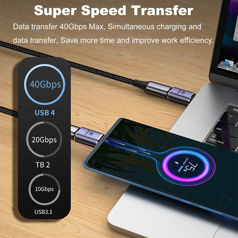 90 laipsnių USB C keitiklis „Thunderbolt Type C“ adapteris.