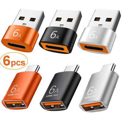 6A USB uz Type-C un TypeC uz USB OTG pārveidotājs USB 3.0 adapteris Samsung Xiaomi PC MacBook Pro USB C uzlādes savienotājam