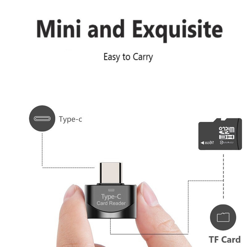Mini mikro USB C típusú kártyaolvasó OTG USB Type-c adapter telefon külső memória TF SD kártya adapter laptophoz Samsung Xiaomi