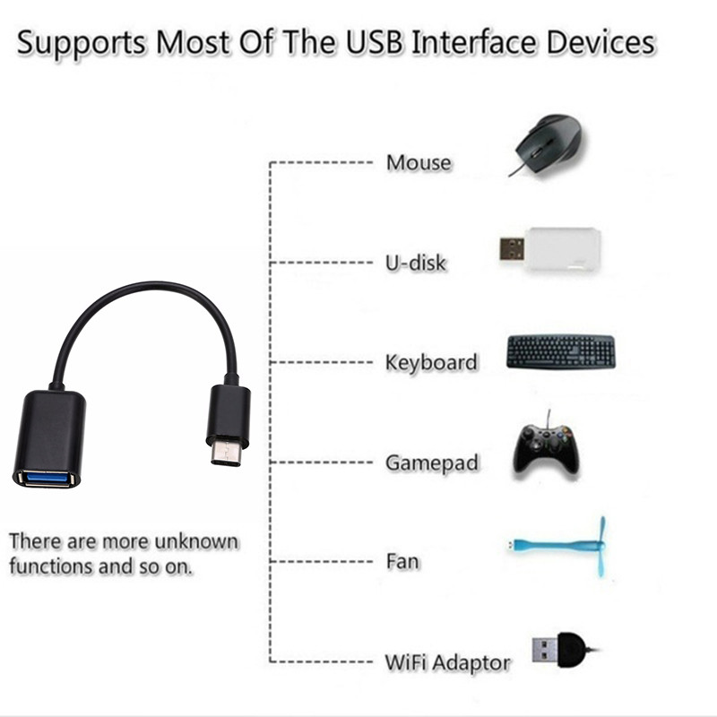 1db kiváló minőségű C típusú OTG adapterkábel USB 3.1 típusú C dugas A csatlakozó OTG adatkábel adapter 16,5 cm-es adatkábel mobilhoz