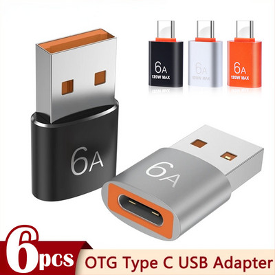 3-1 DB 6A USB-C típusú OTG-adapter 120 W-os USB-C dugó-c-típusú töltő átalakító Macbookhoz Samsung adatátviteli adapter