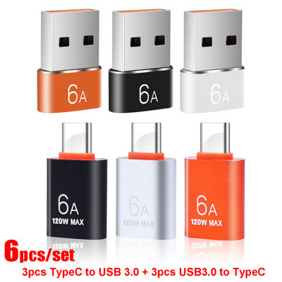 3-1 buc. 6A Adaptor USB la tip C OTG 120W USB-C tată la tip c femelă Convertor încărcător pentru Macbook Samsung Adaptor de transfer de date
