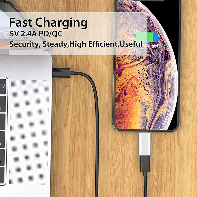 Adapteris iPhone prie C tipo adapterio 8 kontaktų prie USB c skirstytuvo iPhone Huawei P20 Pro Samsung Typec įkroviklio adapterio lizdas