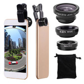 Lentile pentru telefon Fisheye 3-în-1 0,67X Zoom unghi larg Lentile macro Ochi de pește Seturi pentru cameră cu lentilă clipă pe telefon pentru smartphone