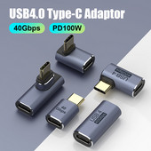 Conector USB 4.0 PD 100W 8K 60Hz pentru încărcător Macbook 40Gbps Adaptor de mare viteză USB C OTG în formă de U cu unghi drept bărbat la mamă