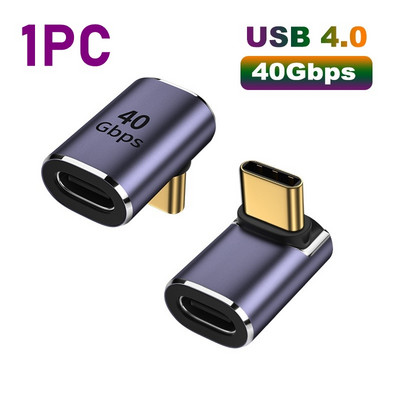 Conector USB 4.0 PD 100W 8K 60Hz pentru încărcător Macbook 40Gbps Adaptor de mare viteză USB C OTG în formă de U cu unghi drept bărbat la mamă
