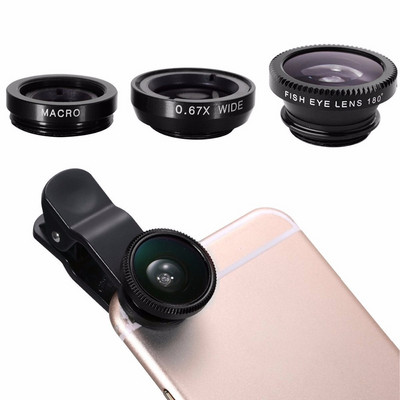 3 в 1 комплекти камери с обектив рибешко око Универсален широкоъгълен макро рибешко око за iPhone 11 Pro XS MAX XR X 8 7 6s Plus Ojo De Pez Movil