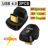2/1 buc. Adaptor USB4.0 40 Gbps USB C mascul la femela 180° 100W Încărcare rapidă Convertor de sincronizare a datelor 8K@60Hz pentru laptop, tabletă, telefon