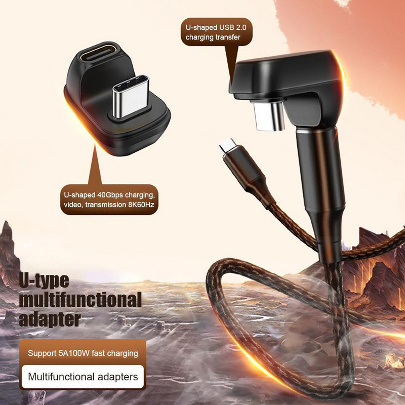 2/1 db USB4.0 40 Gbps adapter USB C dugaszoló 180° 100 W gyorstöltés adatszinkronizáló konverter 8K@60Hz laptop táblatelefonhoz