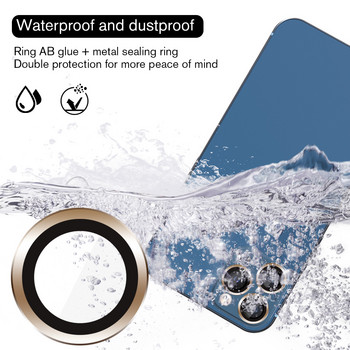 Προστατευτικό φωτογραφικής μηχανής φακών πλήρους κάλυψης 3 τμχ σε iPhone 13 12 11 Pro Max Metal Ring Tempered Glass σε iPhone 12 13 mini Camera Protector