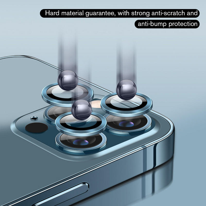 3 db teljes fedésű lencsés kameravédő iPhone 13 12 11 Pro Max fémgyűrűs edzett üveggel iPhone 12 13 mini kameravédőn