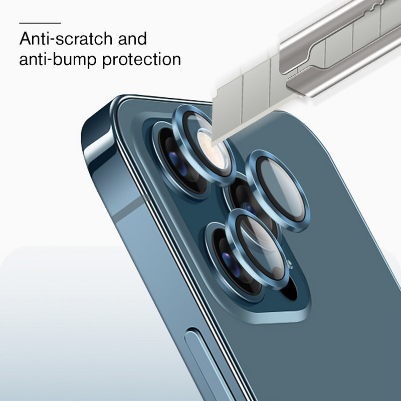 3 db teljes fedésű lencsés kameravédő iPhone 13 12 11 Pro Max fémgyűrűs edzett üveggel iPhone 12 13 mini kameravédőn