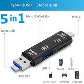 5 în 1 Multifuncțional USB 2.0 Tip C/Usb/Micro Usb/Tf/SD Cititor de carduri de memorie Adaptor pentru cititor de carduri OTG Accesorii pentru telefonul mobil