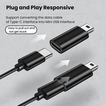 Mini USB към Type C адаптер 5-пинов мъжки Mini USB към женски USB Type C Конектор за трансфер на данни за GoPro MP3 камера PC Conventer