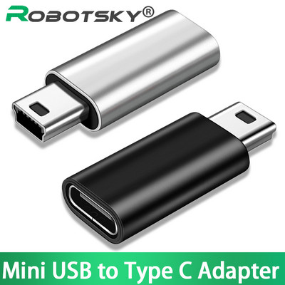 Mini USB prie C tipo adapterio 5 kontaktų kištukas Mini USB prie moteriško USB tipo C duomenų perdavimo jungtis, skirta „GoPro MP3“ fotoaparato asmeniniam keitikliui