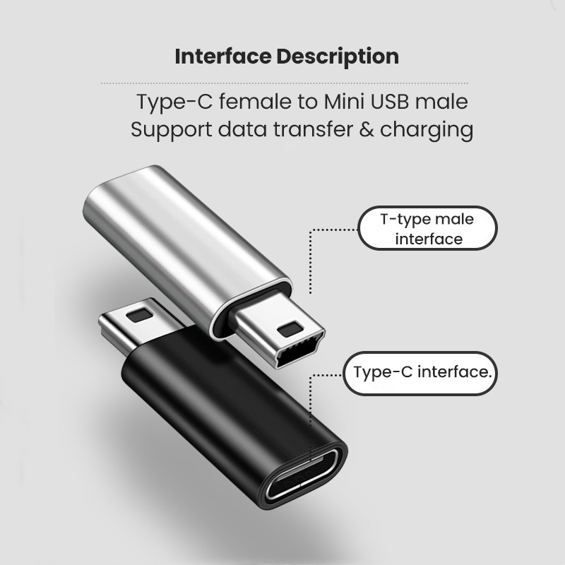 Προσαρμογέας Mini USB σε Type C 5 Pin Αρσενικό Mini USB σε Θηλυκό USB Type C Υποδοχή μεταφοράς δεδομένων για GoPro MP3 Camera PC Conventer