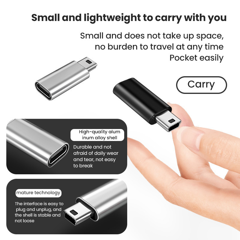 Προσαρμογέας Mini USB σε Type C 5 Pin Αρσενικό Mini USB σε Θηλυκό USB Type C Υποδοχή μεταφοράς δεδομένων για GoPro MP3 Camera PC Conventer