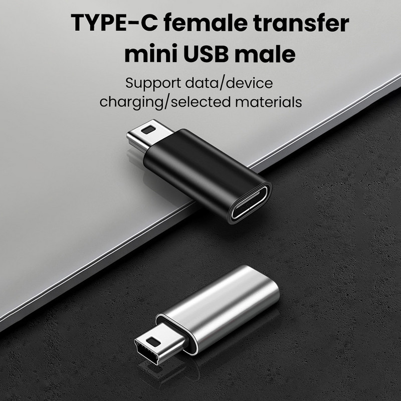 Προσαρμογέας Mini USB σε Type C 5 Pin Αρσενικό Mini USB σε Θηλυκό USB Type C Υποδοχή μεταφοράς δεδομένων για GoPro MP3 Camera PC Conventer