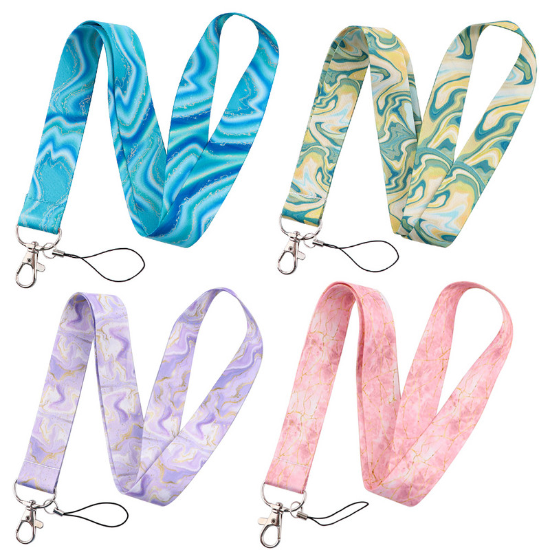 JF1319 márványnyomtatás rajzfilm Vicces vintage nyakpánt zsinórok azonosító jelvény kártyatartó kulcstartó mobiltelefon szíj ajándék