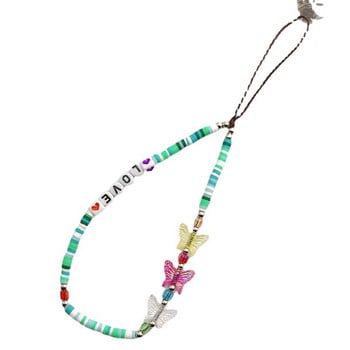 INS Cute Butterfly Strap Lanyards Charms για iPhone/Samsung/Huawei Θήκη κινητού τηλεφώνου Κρεμαστό κάλυμμα ακουστικών με μπρελόκ Κρεμαστό σχοινί