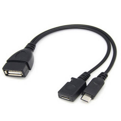 1 vnt 2 viename OTG mikro USB pagrindinio maitinimo Y skirstytuvo USB adapteris prie mikro 5 kontaktų vyriško moteriško kabelio