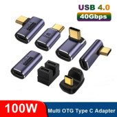 Adaptor metal USB 4.0 tip C 100W OTG 40Gbps Transfer rapid de date tabletă Convertor de încărcare USB-C pentru telefon Macbook Air Pro Laptop
