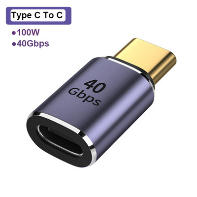 Adaptor metal USB 4.0 tip C 100W OTG 40Gbps Transfer rapid de date tabletă Convertor de încărcare USB-C pentru telefon Macbook Air Pro Laptop