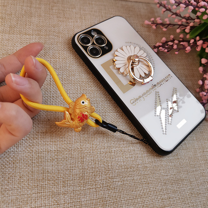 Mobiltelefon zsinór rövid sárga koi zsinór kulcs mobiltelefon univerzális zsinór kézi kötél sárga szerencsemacska egyszerű zsinór