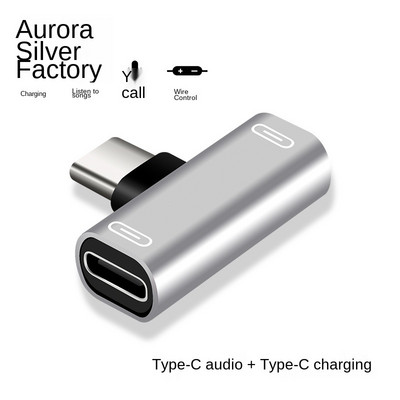 2 viename USB C skirstytuvas C tipo vyriškas ir dvigubas C tipo moteriškas ausinių įkroviklio adapteris skirstytuvo keitiklis