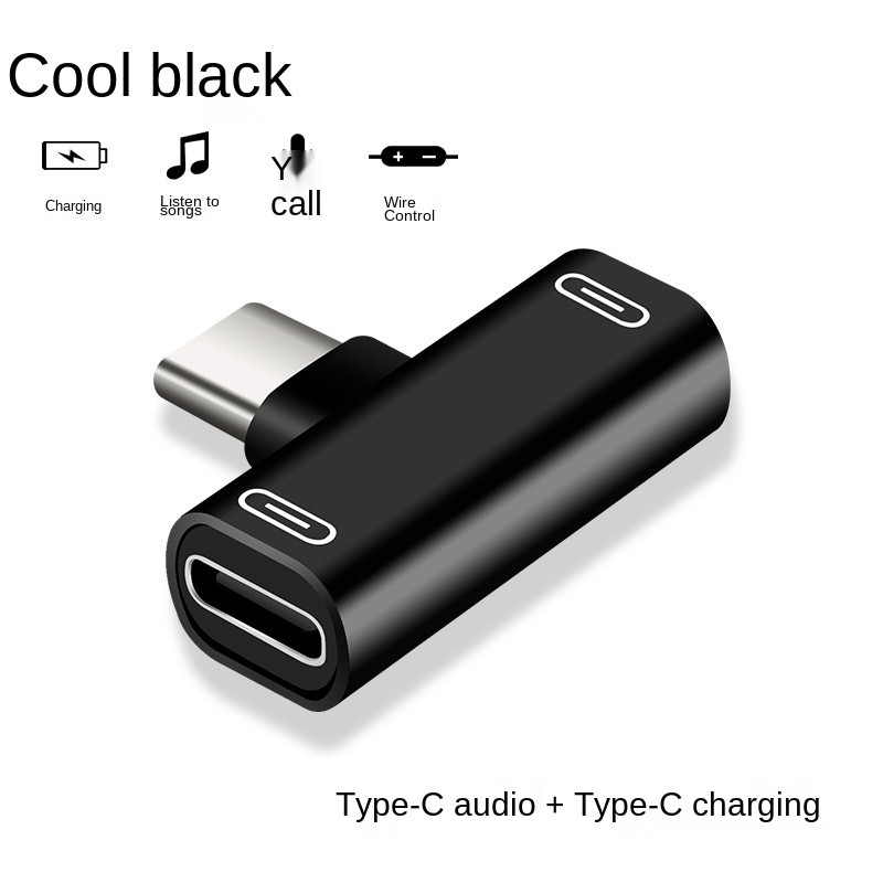 2 viename USB C skirstytuvas C tipo vyriškas ir dvigubas C tipo moteriškas ausinių įkroviklio adapteris skirstytuvo keitiklis