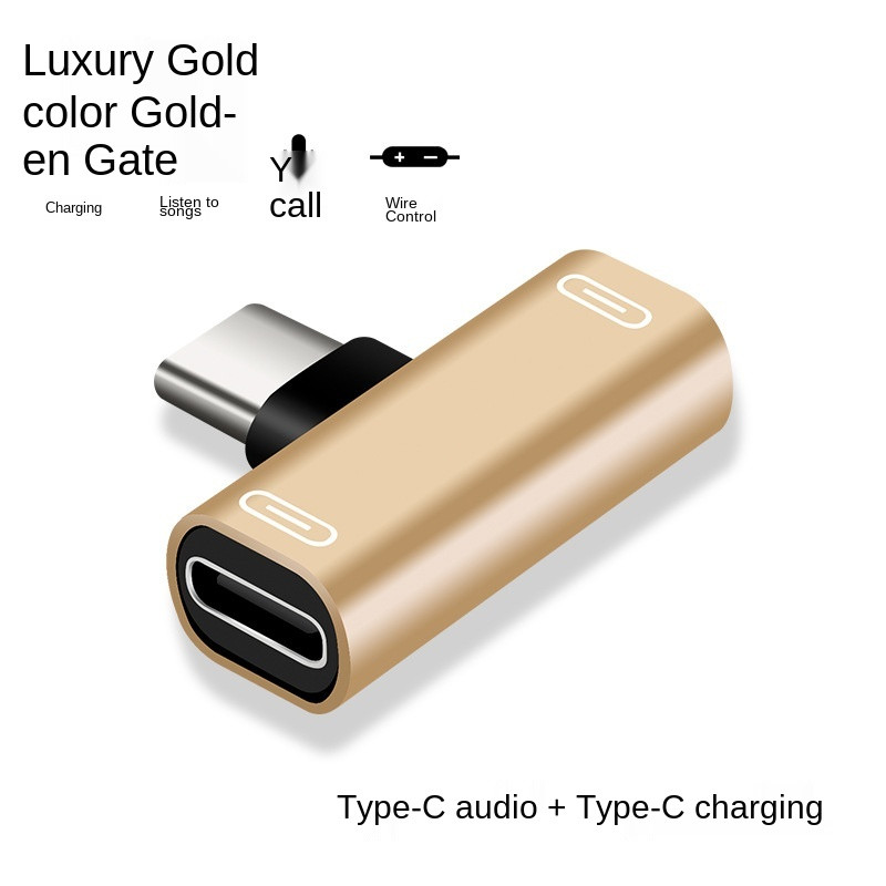 2 viename USB C skirstytuvas C tipo vyriškas ir dvigubas C tipo moteriškas ausinių įkroviklio adapteris skirstytuvo keitiklis