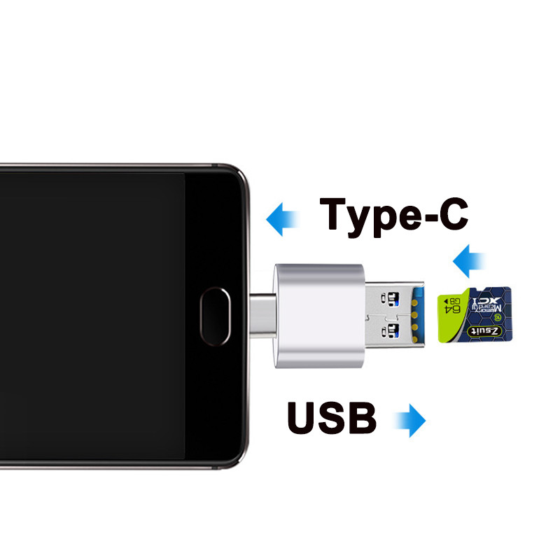 USB 2.0 C típusú kártyaolvasó SD TF MicroSD kártyaolvasó C típusú OTG adapter Huawei Xiaomi Android Phone PC-hez