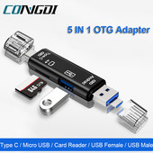 Cititor de carduri OTG 5 ÎN 1 Cititor de carduri de memorie Micro USB tip C TF pentru telefon Android Computer Smartphone Dock Adaptor OTG tip C