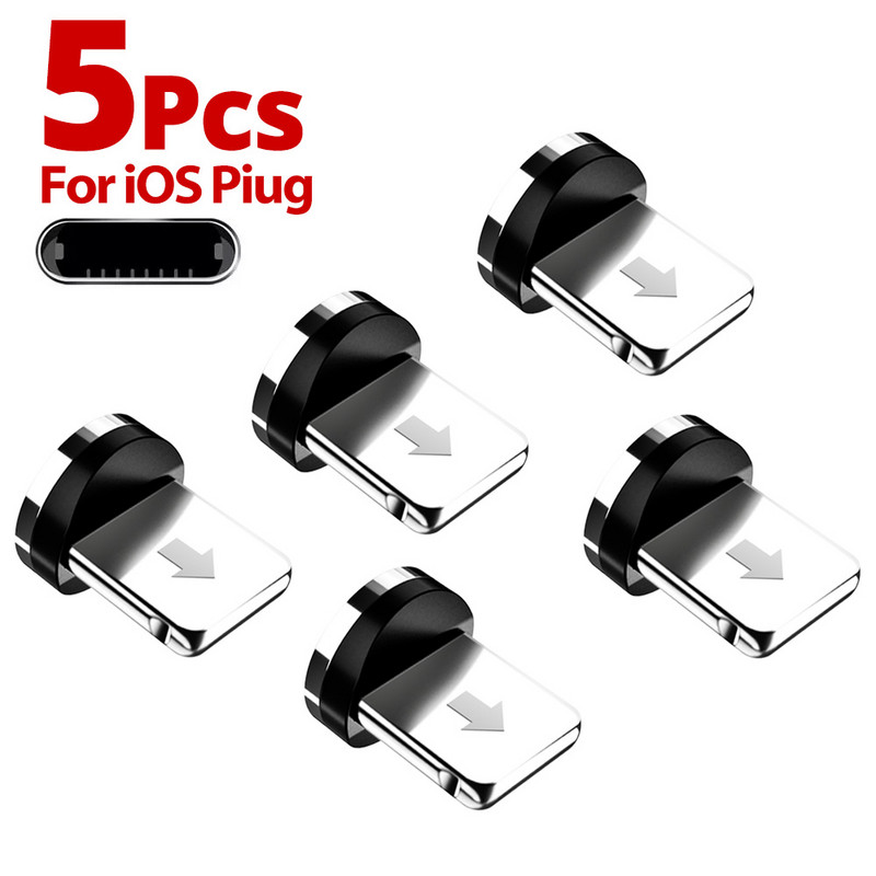 5db mágneses hegyek töltőkábel-adapter cserealkatrészek mobiltelefonokhoz, könnyen kezelhető, tartós, 360 fokos elforgatású konverter