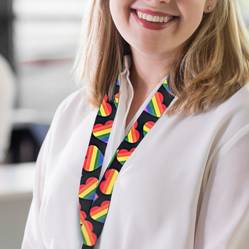 LMBT szivárvány szív heveder zsinór nyakpántok telefonbűvölőkhöz Pride kulcstartók kulcstartó azonosító kártya jelvény kulcstartó tartozékok