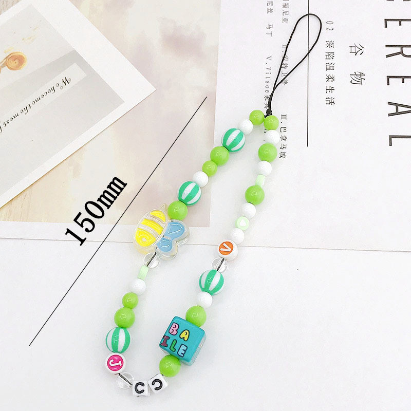 Candy Color Small Bee mobiltelefon lánc gyöngyös mobiltelefon zsinóros esésgátló karkötő mobiltelefon tok függő díszek