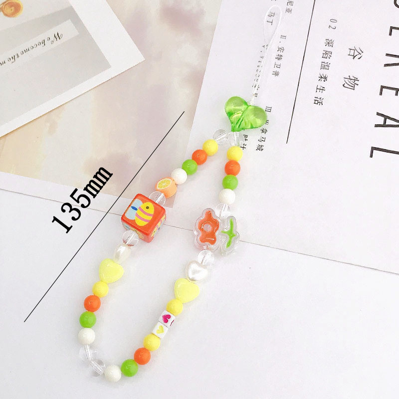 Candy Color Small Bee mobiltelefon lánc gyöngyös mobiltelefon zsinóros esésgátló karkötő mobiltelefon tok függő díszek