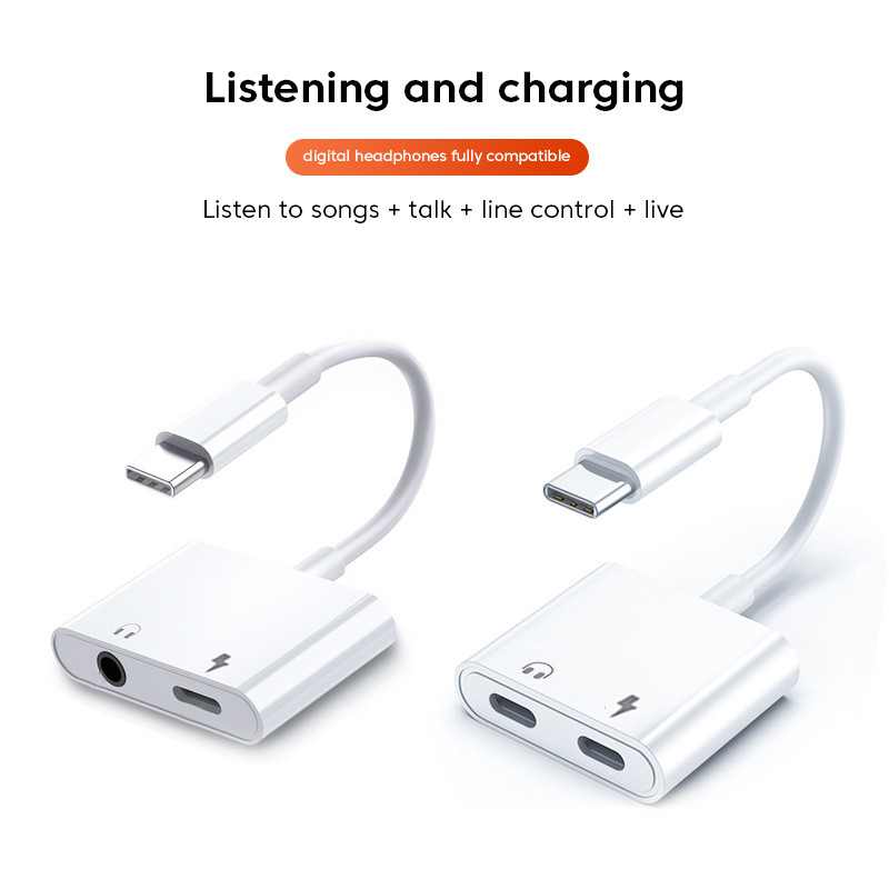 C típusú adapter Huawei Mate 40 Pro Xiaomi Samsung S22 S21 Plus USB C-hez 3,5 mm-es jack audio töltő Splitter Typec átalakítóhoz