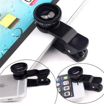3 в 1 Универсални комплекти камери с обектив рибешко око Фотография Широкоъгълен макро за IPhone Смартфон Samsung Аксесоари за мобилни телефони