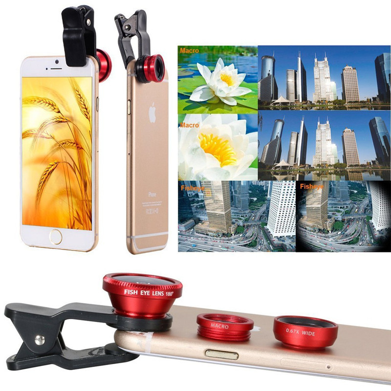 Κιτ κάμερας φακών 3 σε 1 Universal Fish Eye Μακροεντολή ευρείας γωνίας φωτογραφίας για iPhone Αξεσουάρ κινητών τηλεφώνων Smartphone Samsung