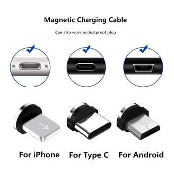 1/5 БР. Универсални магнитни накрайници за кръгъл магнитен кабел Тип C Micro USB Магнит Резервни части Адаптер за щепсел за прах за мобилен телефон